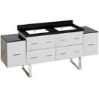 74-in. W Floor Mount White Vanity Set For 3h8-in. Drilling Black Galaxy Top White Um Sink