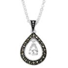 Sparkle Allure Womens 1 Ct. T.w. Clear Silver Over Brass Pendant Necklace