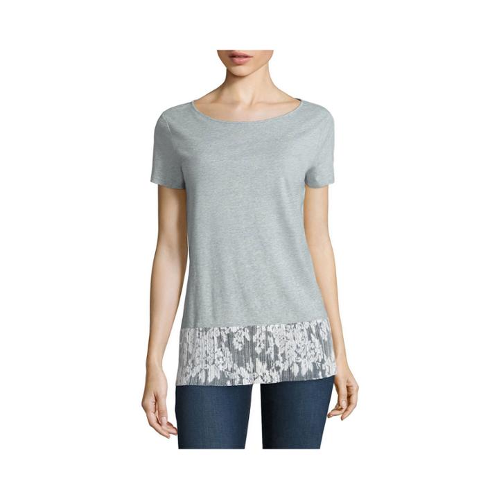 Stylus&trade; Short-sleeve Lace Peplum Top