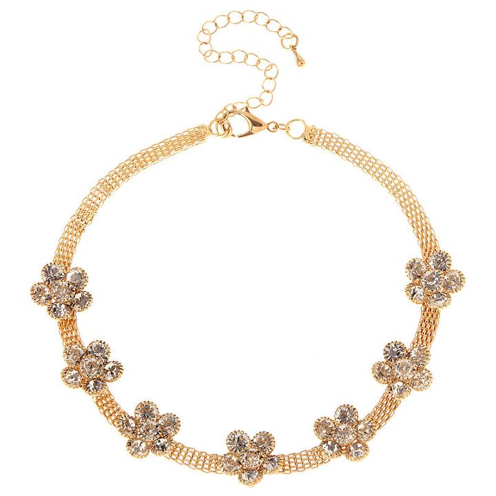 Natasha Accessories Womens Clear Flower Choker Necklace