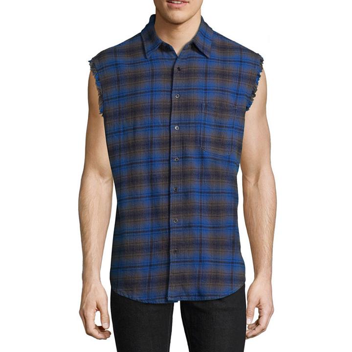 Decree Sleeveless Plaid Button-front Shirt