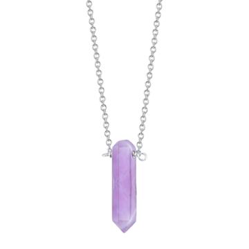 Bridge Jewelry Womens Purple Amethyst Silver Over Brass Pendant Necklace