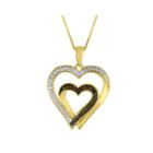 Forevermine 1/10 Ct. T.w. White And Champagne Diamond Double-heart Pendant Necklace