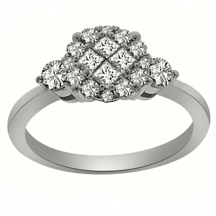 Womens 3/4 Ct. T.w. Princess White Diamond Platinum Engagement Ring