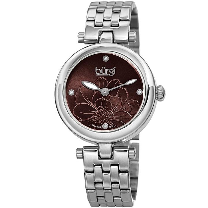 Burgi Womens Silver Tone Strap Watch-b-223ssbr