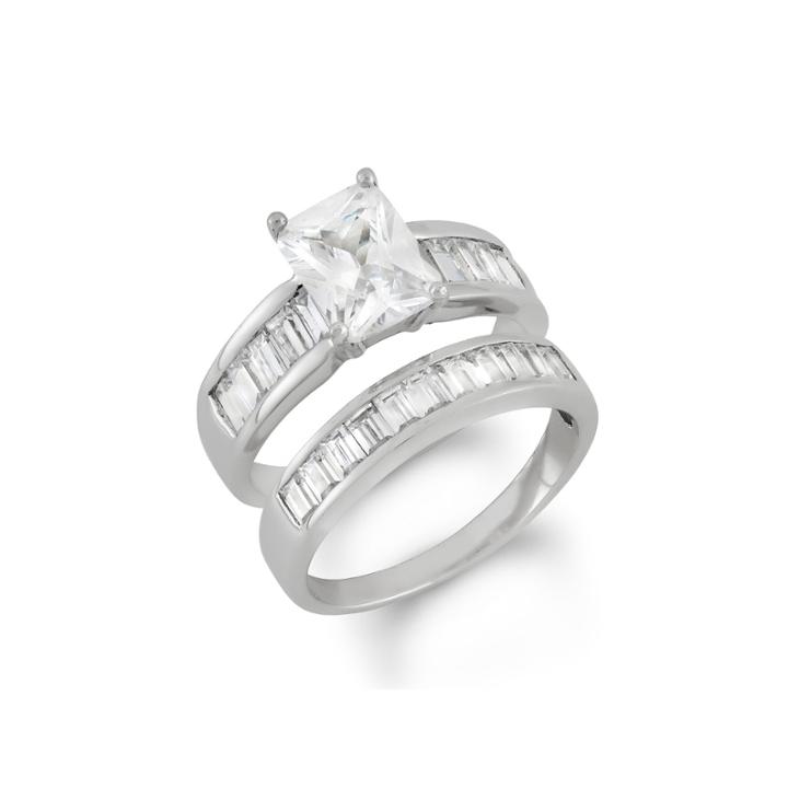 Womens 3 Ct. T.w. White Cubic Zirconia Sterling Silver Bridal Set
