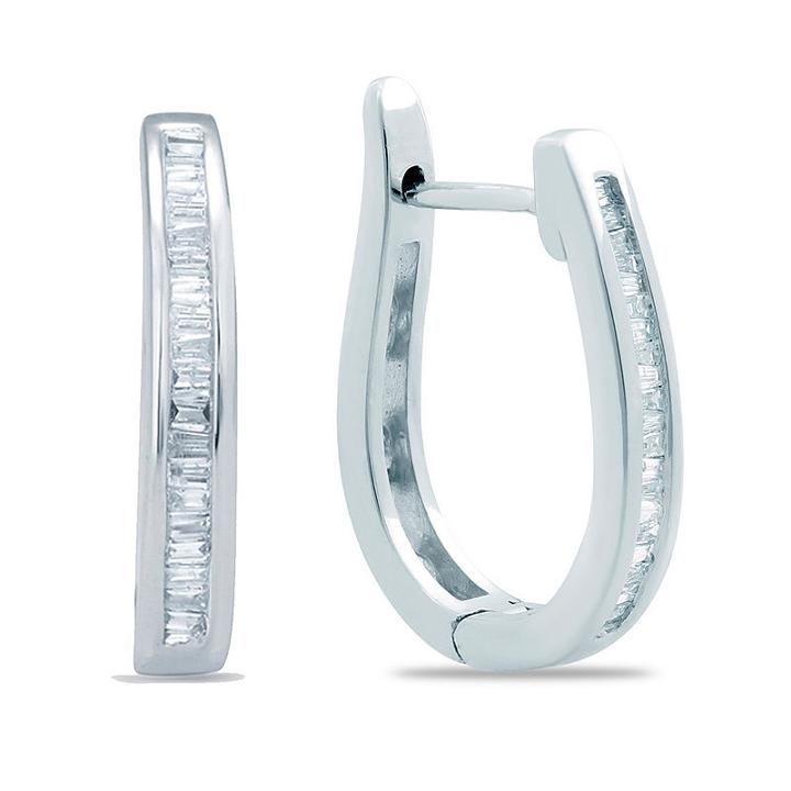 1/5 Ct. T.w. White Diamond 10k Gold 17.9mm Hoop Earrings