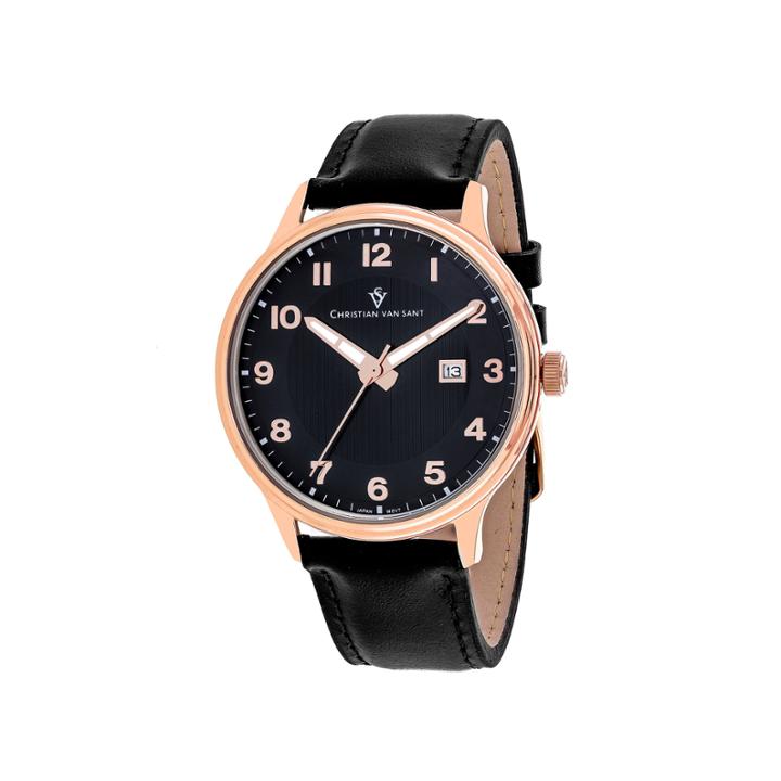 Christian Van Sant Mens Black Strap Watch-cv9812