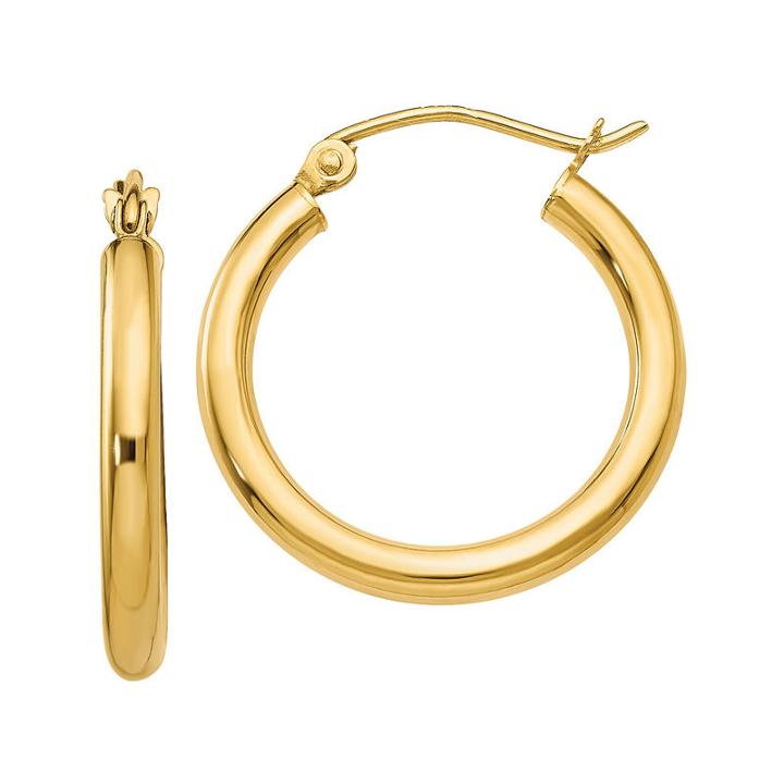 10k Gold 15mm Round Hoop Earrings