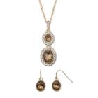 Monet Champagne Crystal Earring And Necklace Set