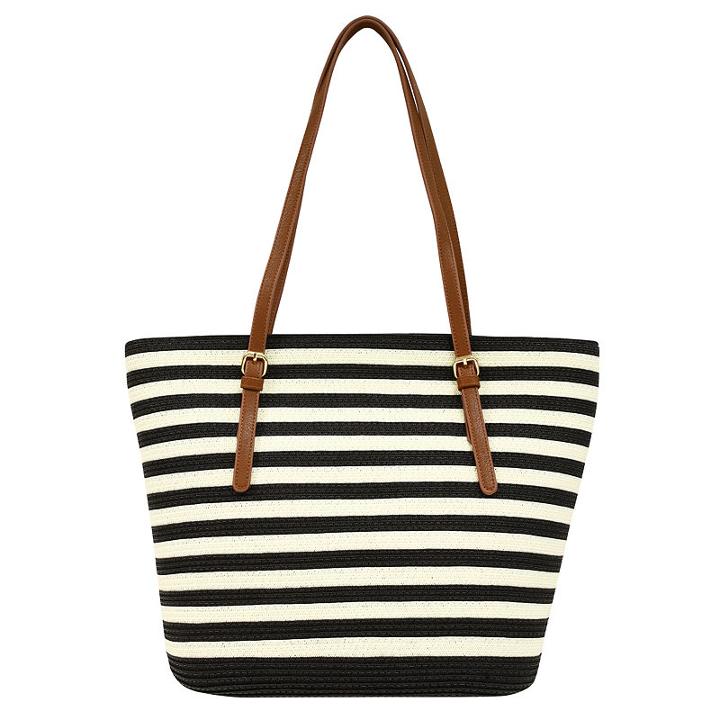 St. John's Bay Buckle Strap Straw Tote Bag