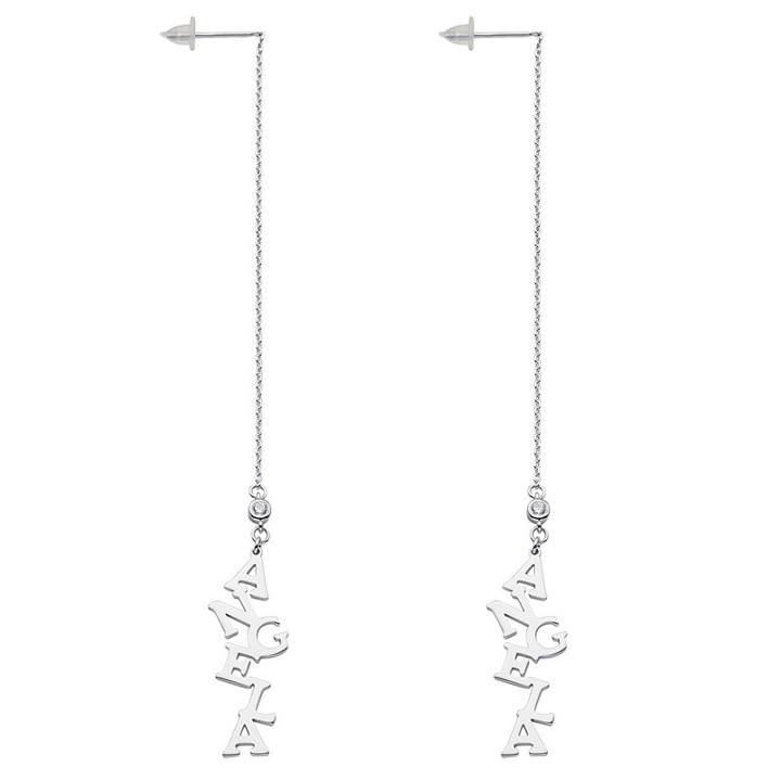 Simulated White Cubic Zirconia Sterling Silver Drop Earrings