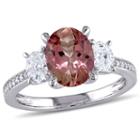 Womens Genuine Pink Tourmaline 14k Gold Engagement Ring