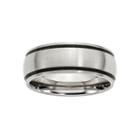 Mens 8mm Stainless Steel & Black Rubber Wedding Band