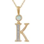 K Womens Lab Created White Opal 14k Gold Over Silver Pendant Necklace