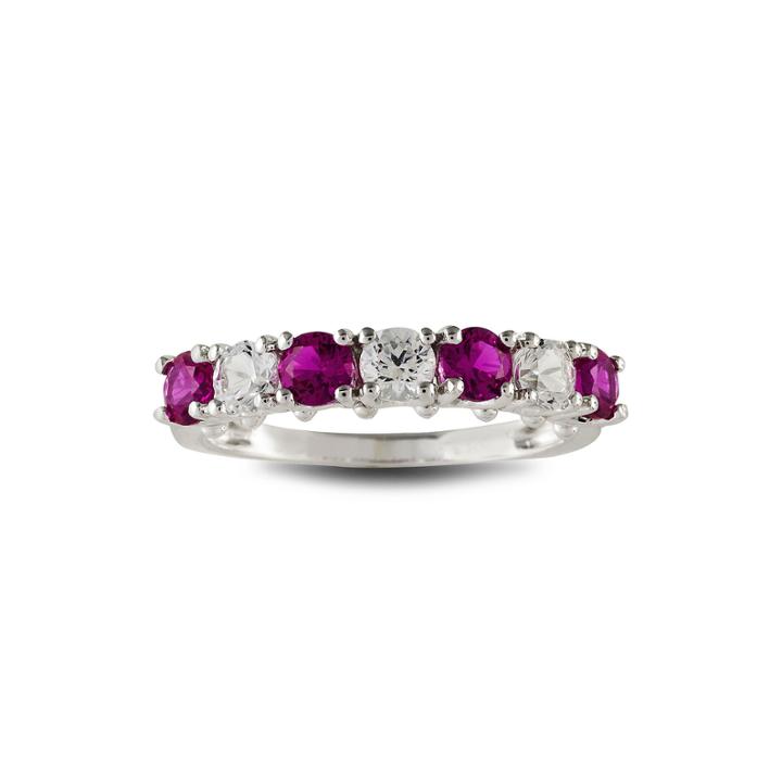 Lab-created Ruby And White Sapphire Rhodium-plated Ring