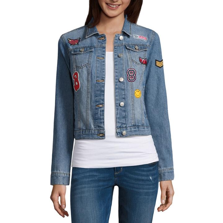 Almost Famous Patched Denim Jacket-juniors