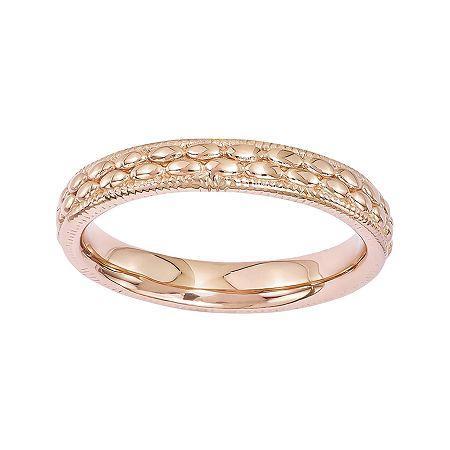 Personally Stackable 18k Rose Gold Over Sterling Silver Patterned Ring