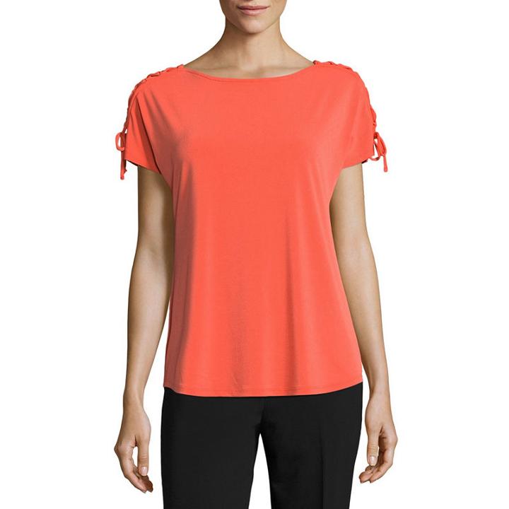 Worthington Lace Up Shoulder Tee- Talls
