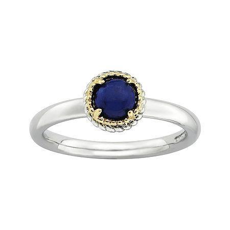 Personally Stackable Genuine Blue Lapis Two-tone Stackable Ring