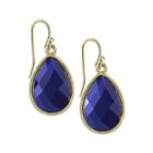 1928 Gold-tone Blue Teardrop Earrings