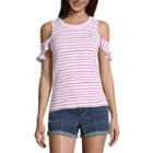Us Polo Assn. Short Sleeve Round Neck Stripe T-shirt-womens Juniors