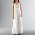 One By Eight Sleeveless Illusion Beaded Neck Wedding Gown