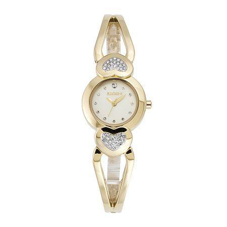 Elgin Womens Heart-shaped Crystal Bangle Watch