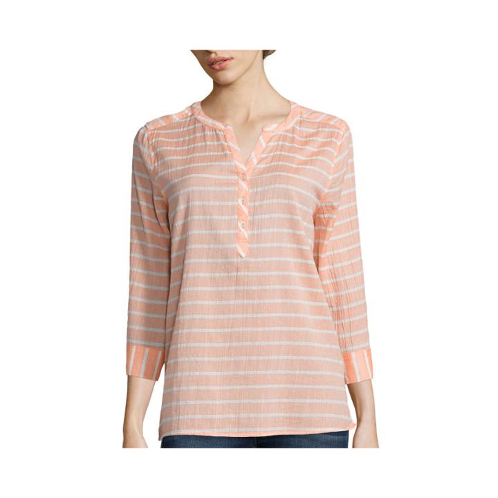 St. John's Bay 3/4 Sleeve Gauze Popover Shirt