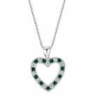 Lab-created Emerald Sterling Silver Heart Pendant Necklace