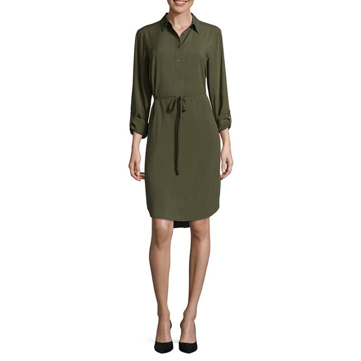 A.n.a Long Sleeve Shirt Dress - Tall