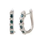Limited Quantities 1/2 Ct. T.w. White And Color-enhanced Blue Diamond Hoop Earrings