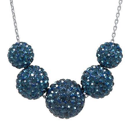 Crystal-accent Sterling Silver Blue Fireball Bead Necklace