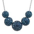 Crystal-accent Sterling Silver Blue Fireball Bead Necklace