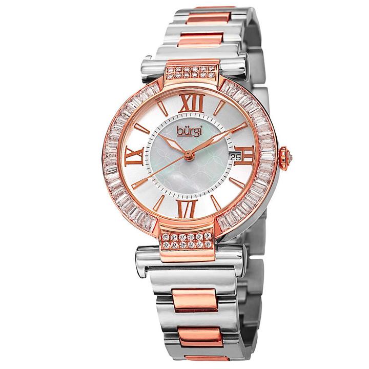 Burgi Womens Two Tone Strap Watch-b-082ttr