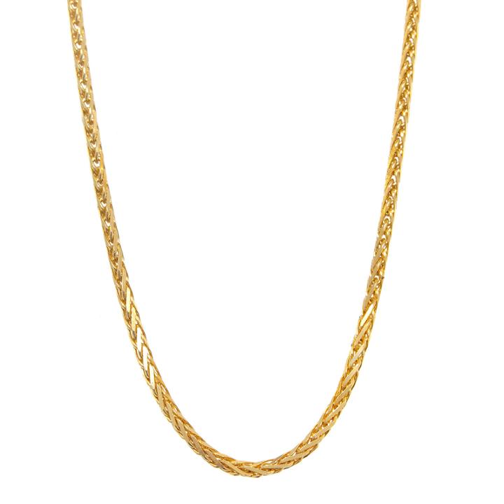 14k Yellow Gold Diamond-cut Wheat Chain 24 Necklace
