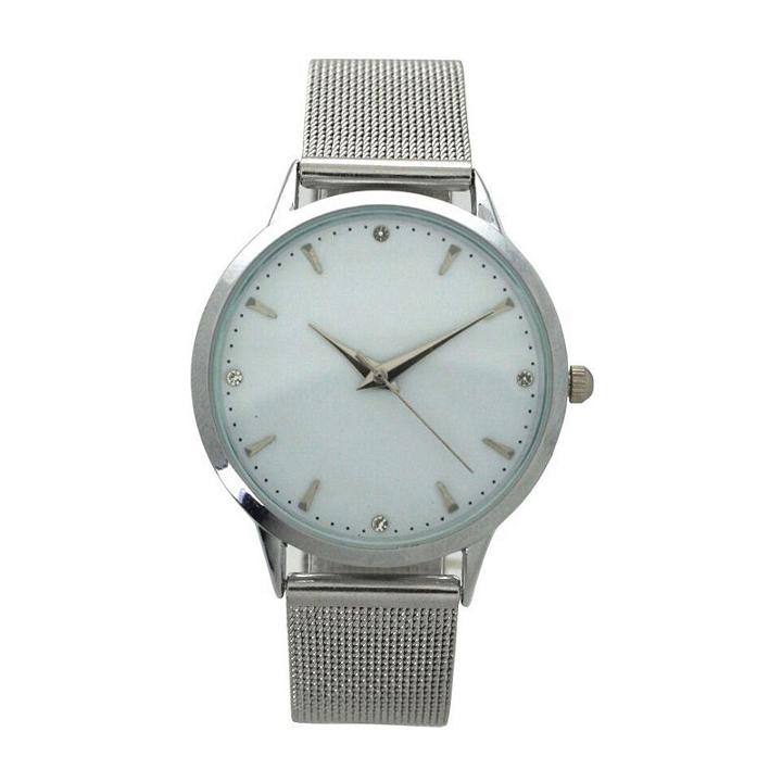 Olivia Pratt Mesh Unisex Rose Goldtone Strap Watch-d60031silver