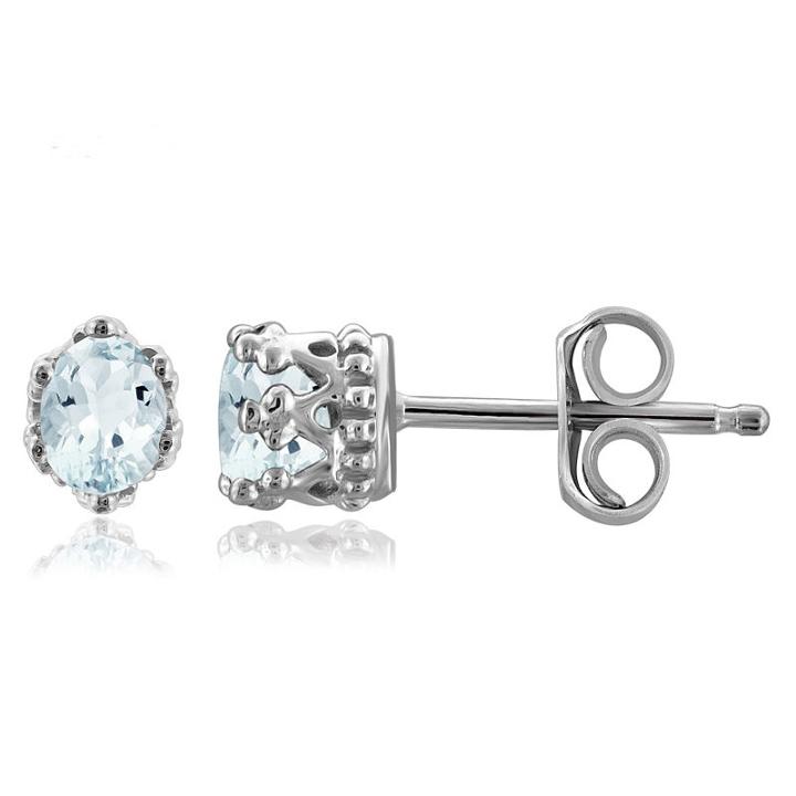 Blue Aquamarine 4.1mm Stud Earrings