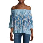 I Jeans By Buffalo 3/4 Pleated Off The Shoulder Top