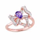 Laura Asley Womens Genuine Amethyst Purple 18k Gold Over Silver Bow Cocktail Ring