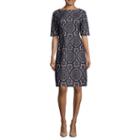 R & K Originals Elbow-sleeve Bonded-lace Sheath Dress