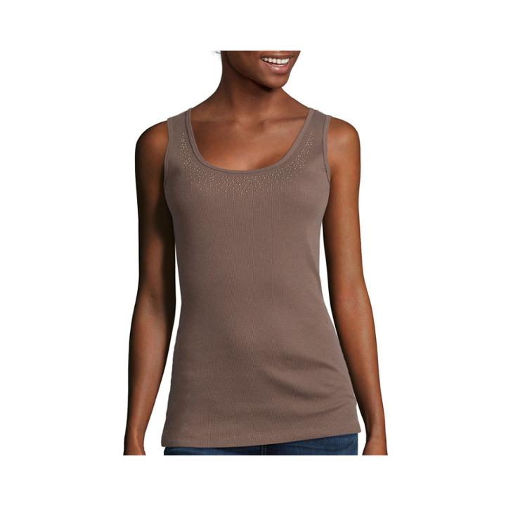 St. John's Bay Embellished Cotton Tank Top