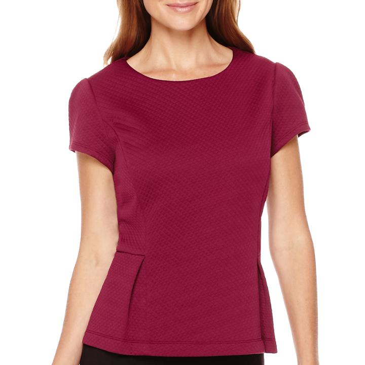 Liz Claiborne Short-sleeve Textured Peplum Top