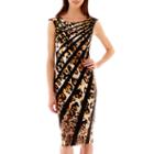 J. Taylor Sleeveless Animal Print Striped Sheath Dress