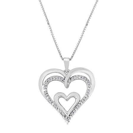 1/10 Ct. T.w. Diamond Sterling Silver Openwork Triple-heart Pendant Necklace