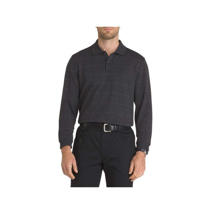 Van Heusen Long Sleeve Jaspe Windowpane Flex Polo