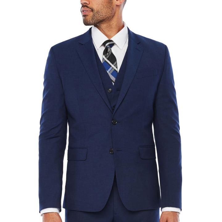 J.ferrar Dark Blue Texture Jacket-slim
