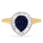 Womens 1/2 Ct. T.w. Lab Created Blue Sapphire 10k Gold Cluster Ring