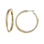 18k Yellow Gold Over Brass Polished And Diamond-cut 50mm Double-hoop Earrings