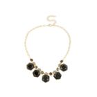 Worthington Black Faceted Stone Gold-tone Frontal Necklace
